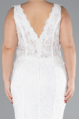 White Sleeveless Underwire Corset Lace Long Plus Size Evening Gown ABU4504