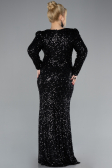 Long Black Scaly Plus Size Engagement Dress ABU4373