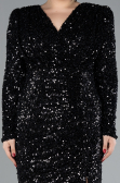 Long Black Scaly Plus Size Engagement Dress ABU4373