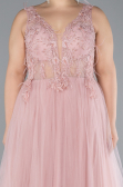 Powder Color Long Plus Size Engagement Dress ABU3719