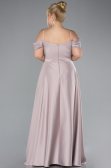 Beige Strapy Slit Long Satin Plus Size Evening Gown ABU4528
