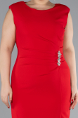 Red Sleeveless Midi Plus Size Party Dress ABK2190