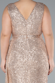 Salmon Long Scaly Plus Size Evening Dress ABU3194