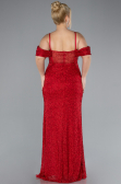 Red Slit Long Stone Plus Size Prom Dress ABU4395