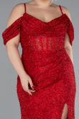 Red Slit Long Stone Plus Size Prom Dress ABU4395