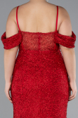 Red Slit Long Stone Plus Size Prom Dress ABU4395