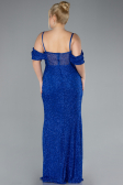 Sax Blue Slit Long Stone Plus Size Prom Dress ABU4395