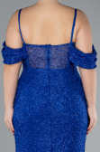 Sax Blue Slit Long Stone Plus Size Prom Dress ABU4395