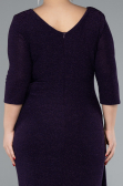 Dark Purple Capri Sleeve Midi Plus Size Evening Dress ABK1950