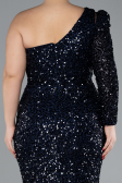 Long Navy Blue Plus Size Engagement Dress ABU4404