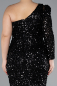 Long Black Plus Size Engagement Dress ABU4404