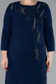 Navy Blue Capri Sleeve Midi Plus Size Invitation Dress ABK2197