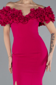 Fuchsia Boat Neck Slit Long Evening Dress ABU4080