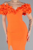 Orange Boat Neck Slit Long Evening Dress ABU4080