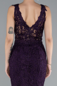 Dark Purple Sleeveless Laced Long Mermaid Prom Gown ABU4493