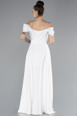 White Slit Long Satin Prom Gown ABU4531
