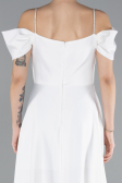 White Slit Long Satin Prom Gown ABU4531
