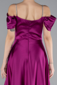 Fuchsia Slit Long Satin Prom Gown ABU4531