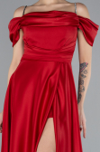 Red Slit Long Satin Prom Gown ABU4531