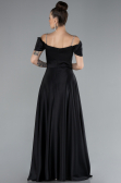 Black Slit Long Satin Prom Gown ABU4531