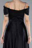 Black Slit Long Satin Prom Gown ABU4531