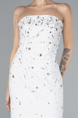 White Strapless Stone Midi Cocktail Dress ABK2211