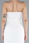 White Strapless Stone Midi Cocktail Dress ABK2211