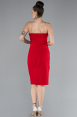 Red Strapless Stone Midi Cocktail Dress ABK2211