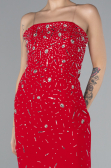 Red Strapless Stone Midi Cocktail Dress ABK2211