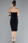 Black Strapless Stone Midi Cocktail Dress ABK2211