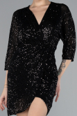 Black Short Scaly Invitation Dress ABK1912