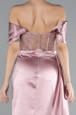 Powder Color Long Satin Evening Dress ABU4424