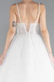 White Stones Straps Long Princess Model Wedding Dress ABU4536