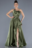 Long Olive Drab Satin Evening Dress ABU4561