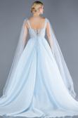 Blue Sleeveless Stoned Long Haute Couture Dress ABU4432