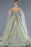 Mint Sleeveless Stoned Long Haute Couture Dress ABU4432