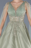 Mint Sleeveless Stoned Long Haute Couture Dress ABU4432