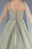 Mint Sleeveless Stoned Long Haute Couture Dress ABU4432