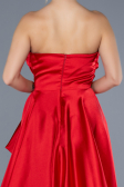 Red Strapless Slit Long Satin Prom Dress ABU4561