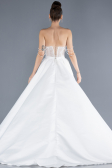 Long White Satin Wedding Dress ABU4567