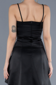 Black Short Satin Cocktail Dress ABK2225