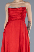 Red Stoned Strapless Long Taffeta Evening Gown ABU4579