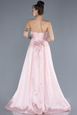 Powder Color Stoned Strapless Long Taffeta Evening Gown ABU4579