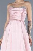 Powder Color Stoned Strapless Long Taffeta Evening Gown ABU4579