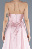 Powder Color Stoned Strapless Long Taffeta Evening Gown ABU4579