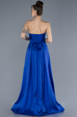 Sax Blue Stoned Strapless Long Taffeta Evening Gown ABU4579