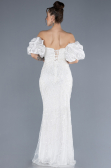 Long White Beaded Evening Dress ABU4616