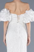 Long White Beaded Evening Dress ABU4616