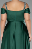 Long Green Satin Plus Size Evening Dress ABU3277