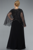 Long Black Chiffon Plus Size Evening Gown ABU4632